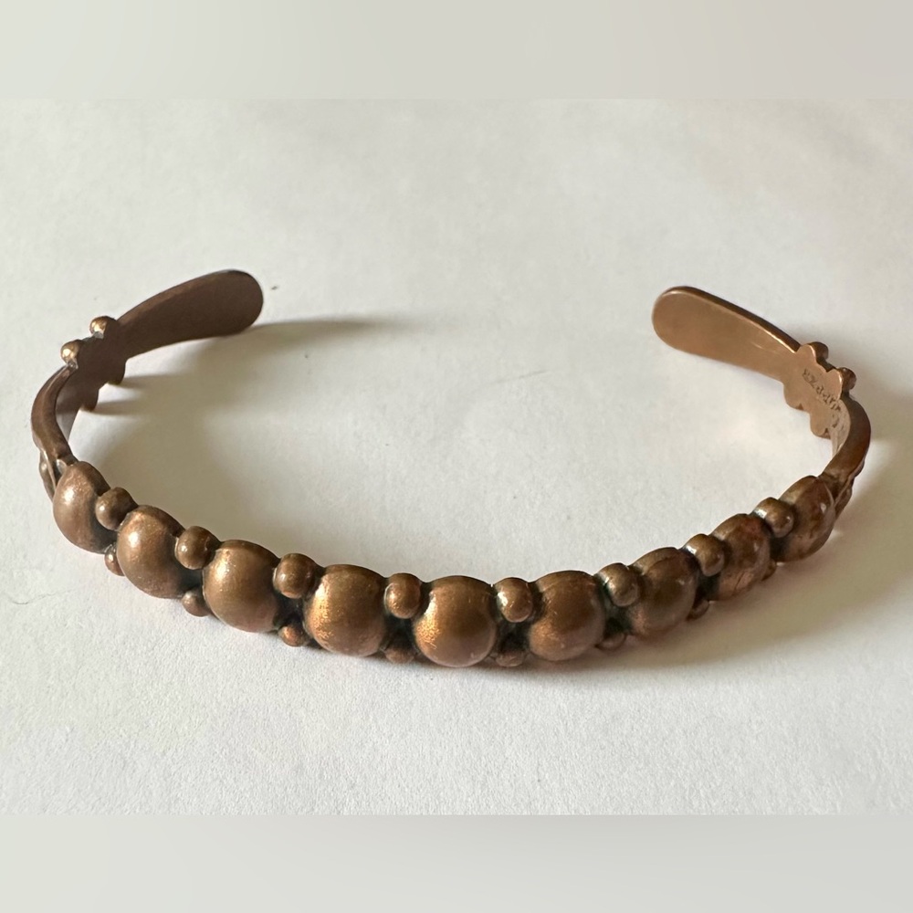Solid Copper Beaded Cuff Bracelet - image 2